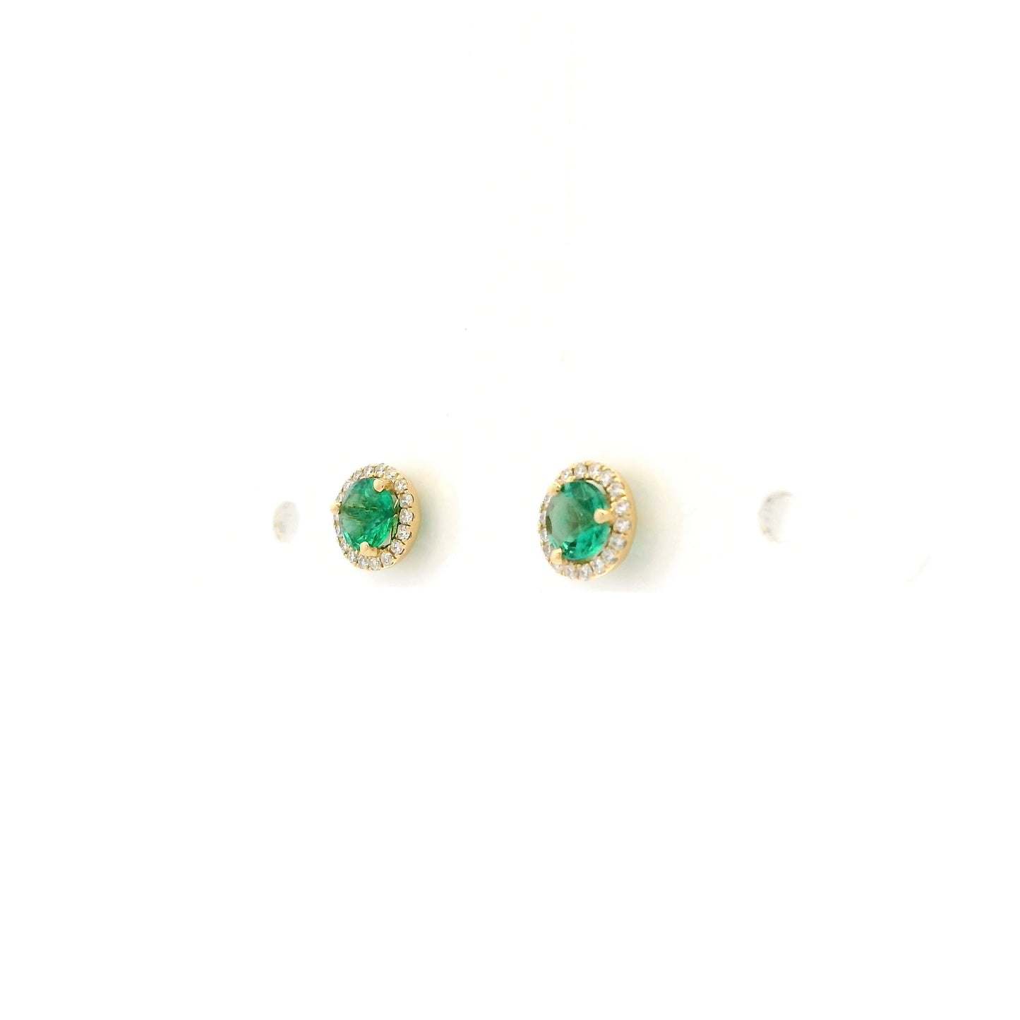 0.44ct Round Emerald And Diamond Cluster Stud Earrings