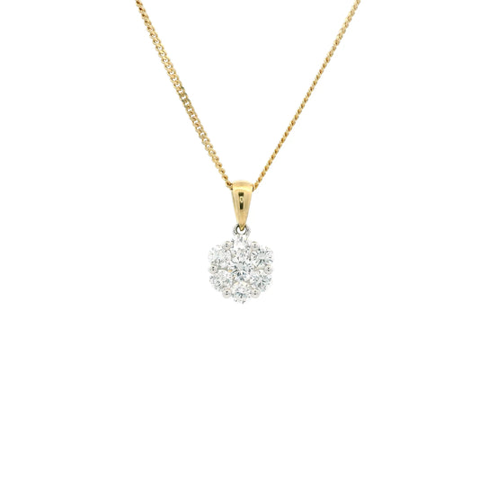 0.43ct Round Diamond Flower Cluster Pendant