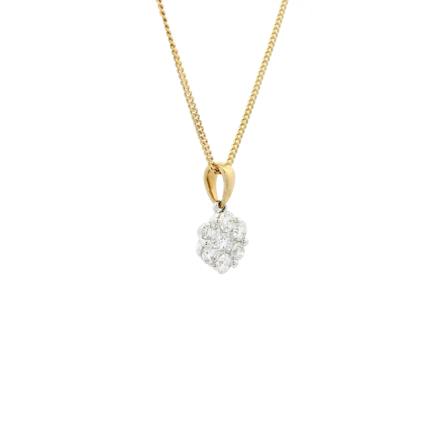 0.43ct Round Diamond Flower Cluster Pendant