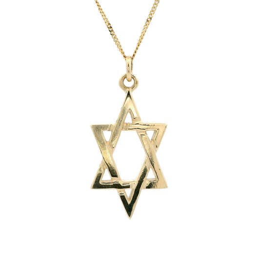 Yellow Gold Textured Star of David Pendant