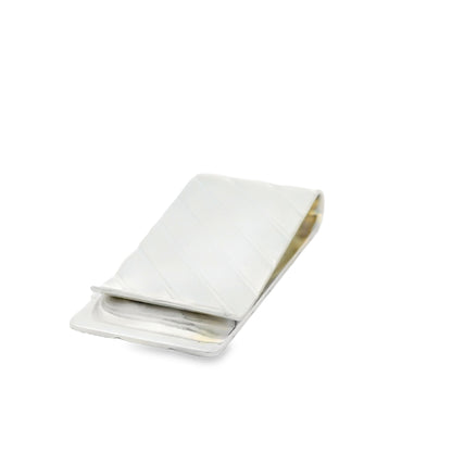 Silver Diagonal Line Engraved Money Clip