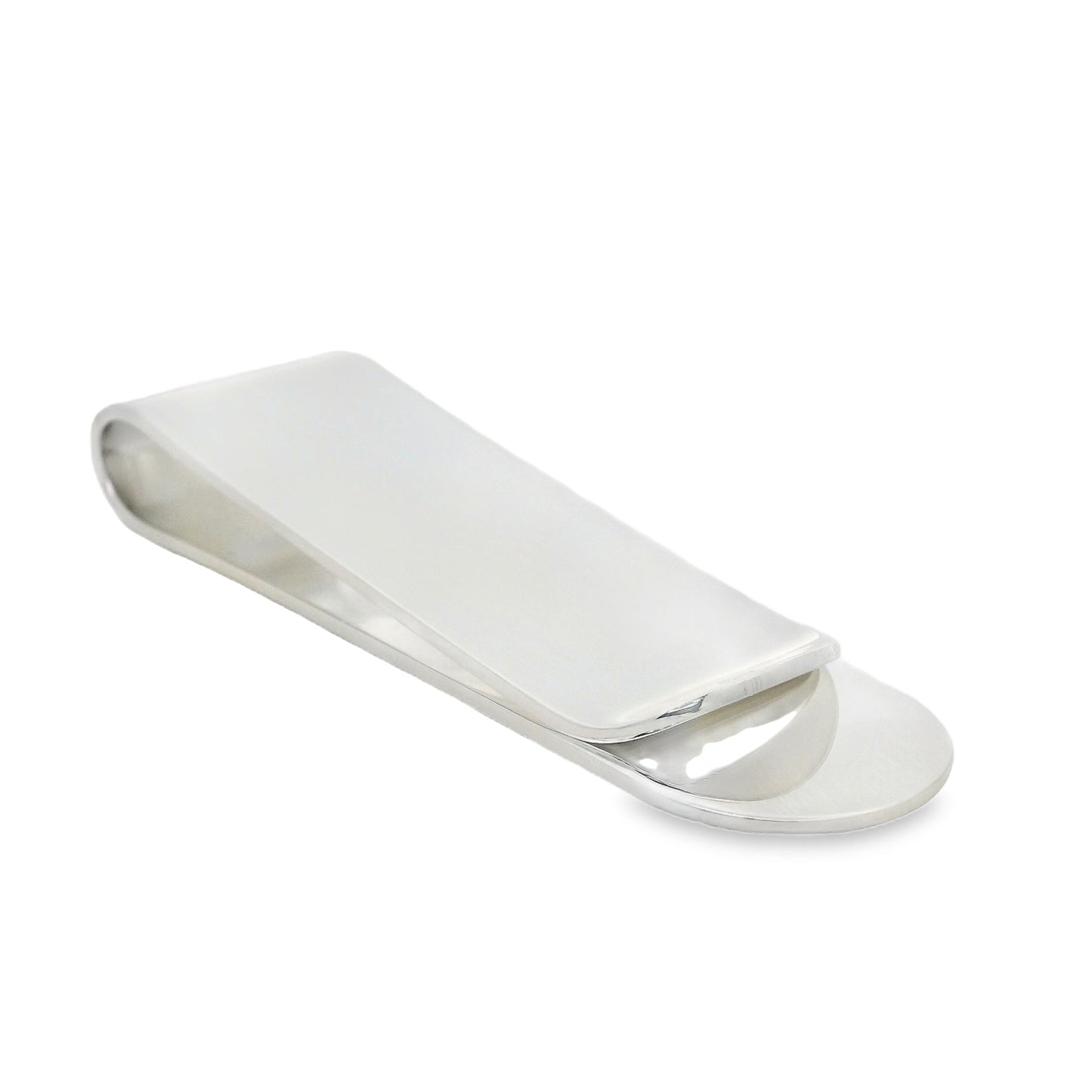 Silver Rectangular Curved Money Clip
