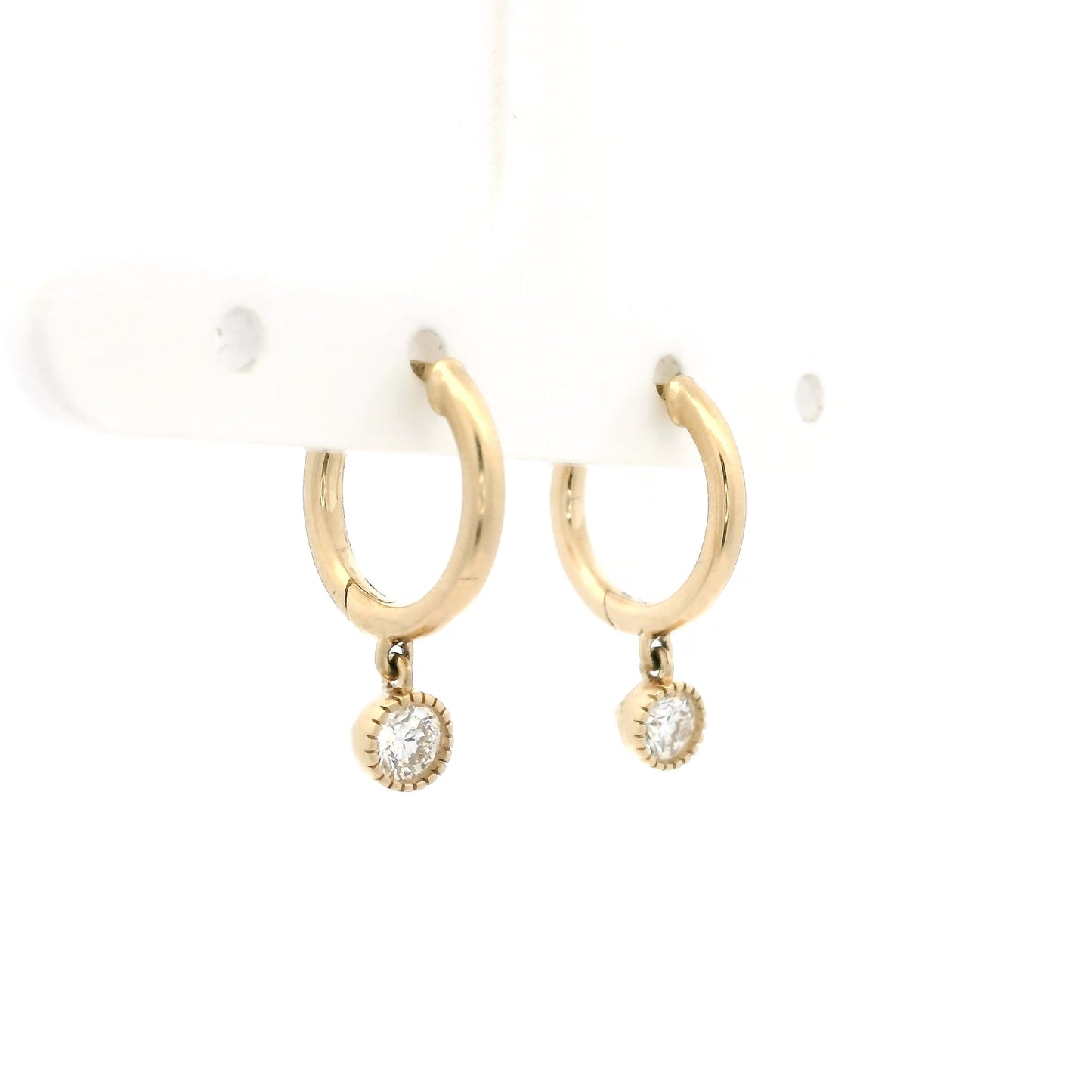 0.30ct Round Diamond Drop Hoop Earrings