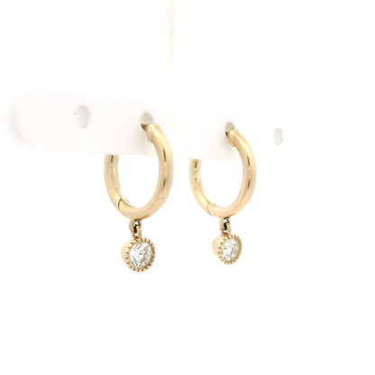 0.30ct Round Diamond Drop Hoop Earrings