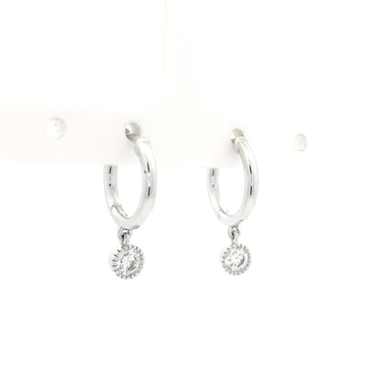 0.30ct Round Diamond Drop Hoop Earrings