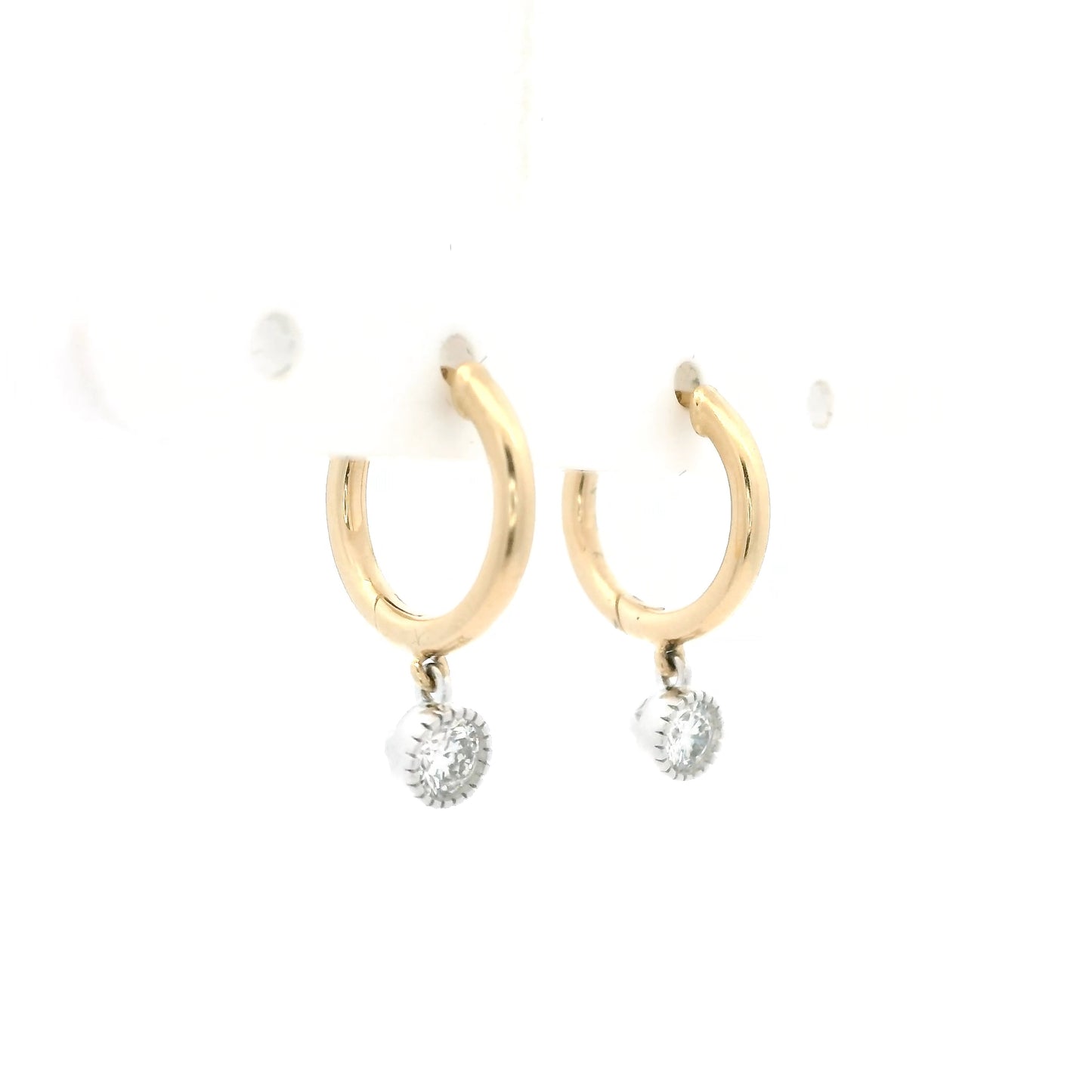 0.30ct Round Diamond Drop Hoop Earrings