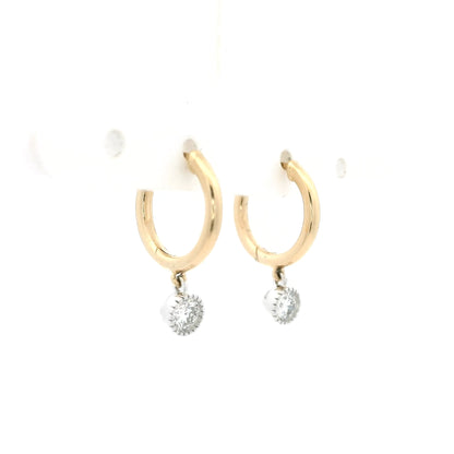 0.30ct Round Diamond Drop Hoop Earrings