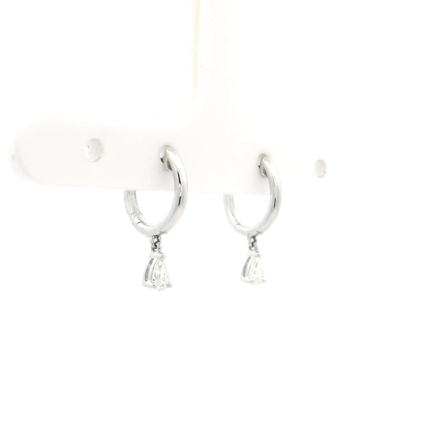 0.17ct Pear Cut Diamond Drop Hoop Earrings
