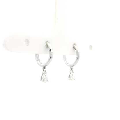 0.17ct Pear Cut Diamond Drop Hoop Earrings