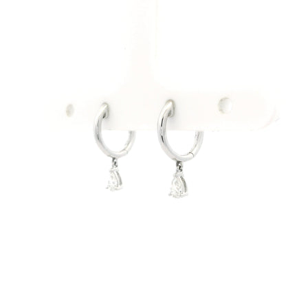 0.17ct Pear Cut Diamond Drop Hoop Earrings