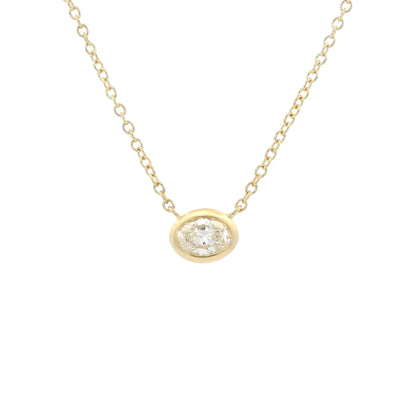 0.44ct Oval Cut Diamond Solitaire Pendant on Chain