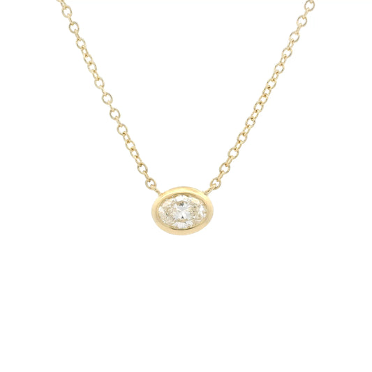 0.44ct Oval Cut Diamond Solitaire Pendant on Chain