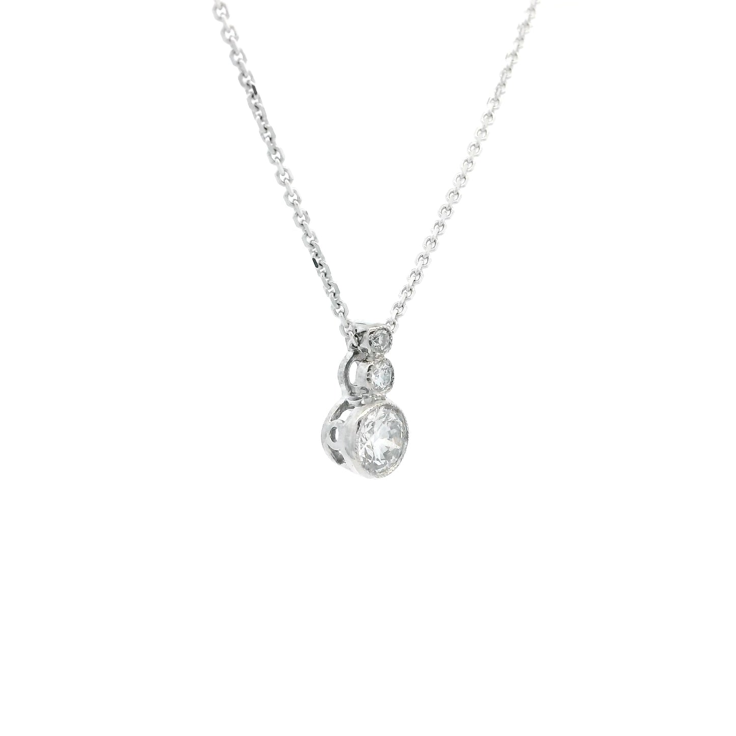 0.35ct Round Diamond Three Stone Drop Pendant