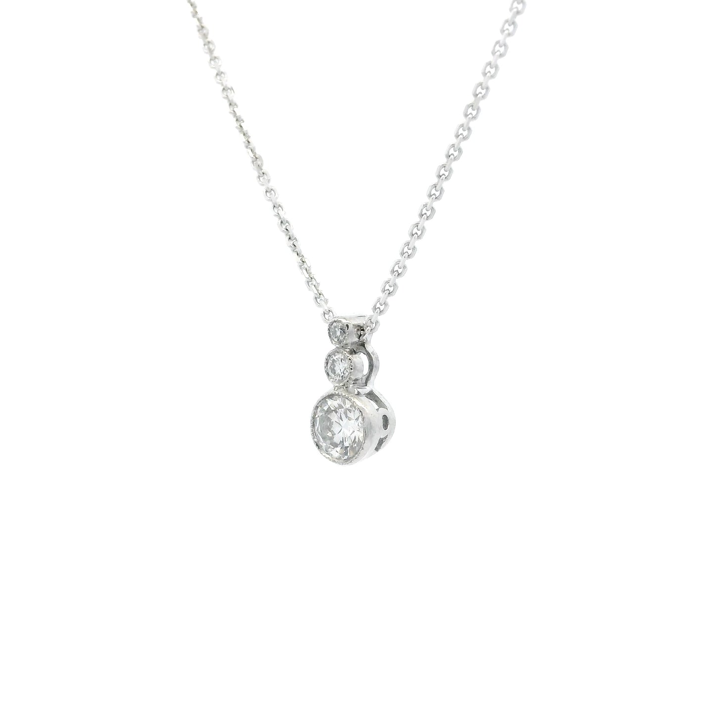 0.35ct Round Diamond Three Stone Drop Pendant