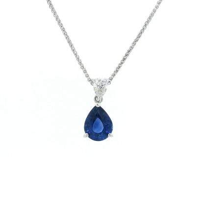1.85ct Pear On Pear Sapphire And Diamond Pendant