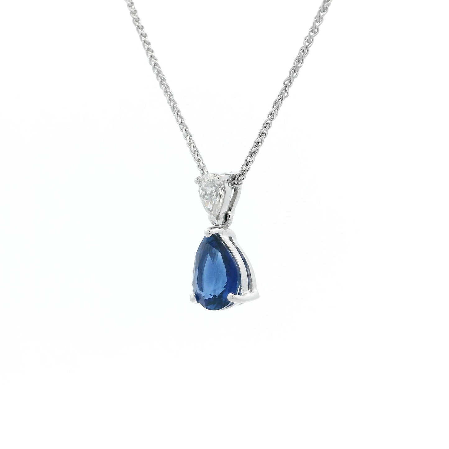 1.85ct Pear On Pear Sapphire And Diamond Pendant