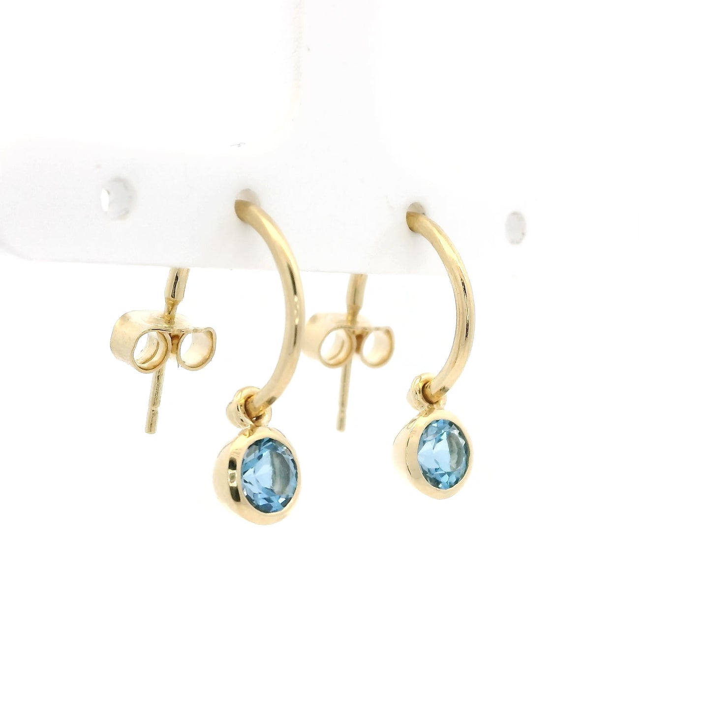 0.92ct Round Aquamarine Drop On Hoop Earrings