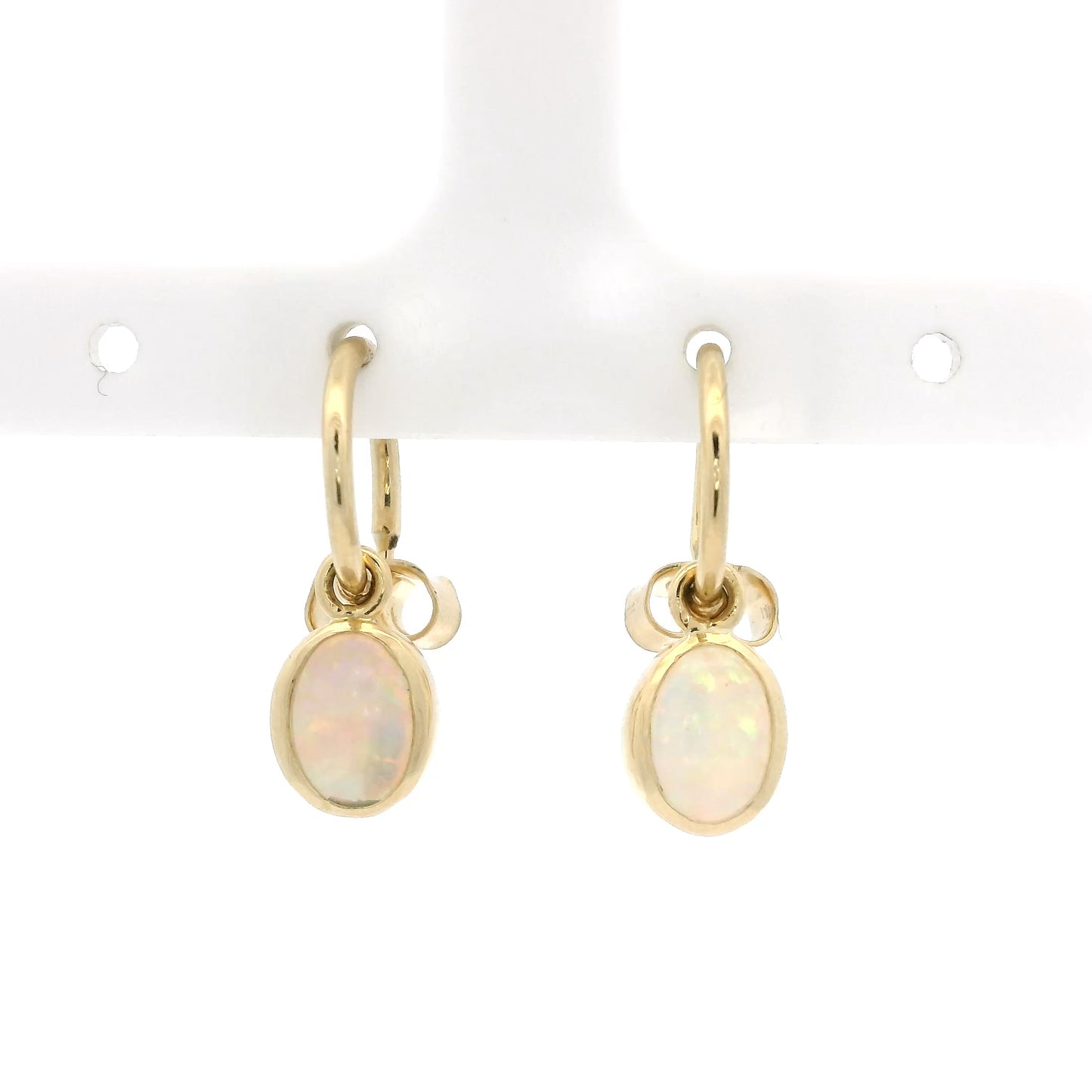 1.30ct Oval Opal Drop Hoop Earrings