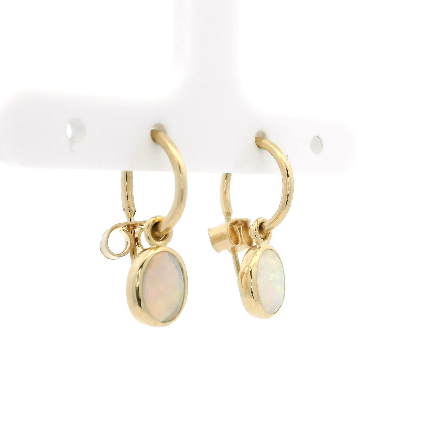 1.30ct Oval Opal Drop Hoop Earrings