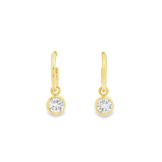 1.02ct Round Diamond Drop Hoop Earrings