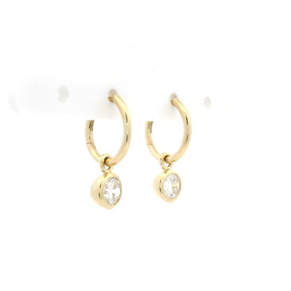 1.02ct Round Diamond Drop Hoop Earrings