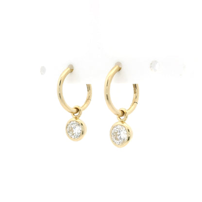1.02ct Round Diamond Drop Hoop Earrings