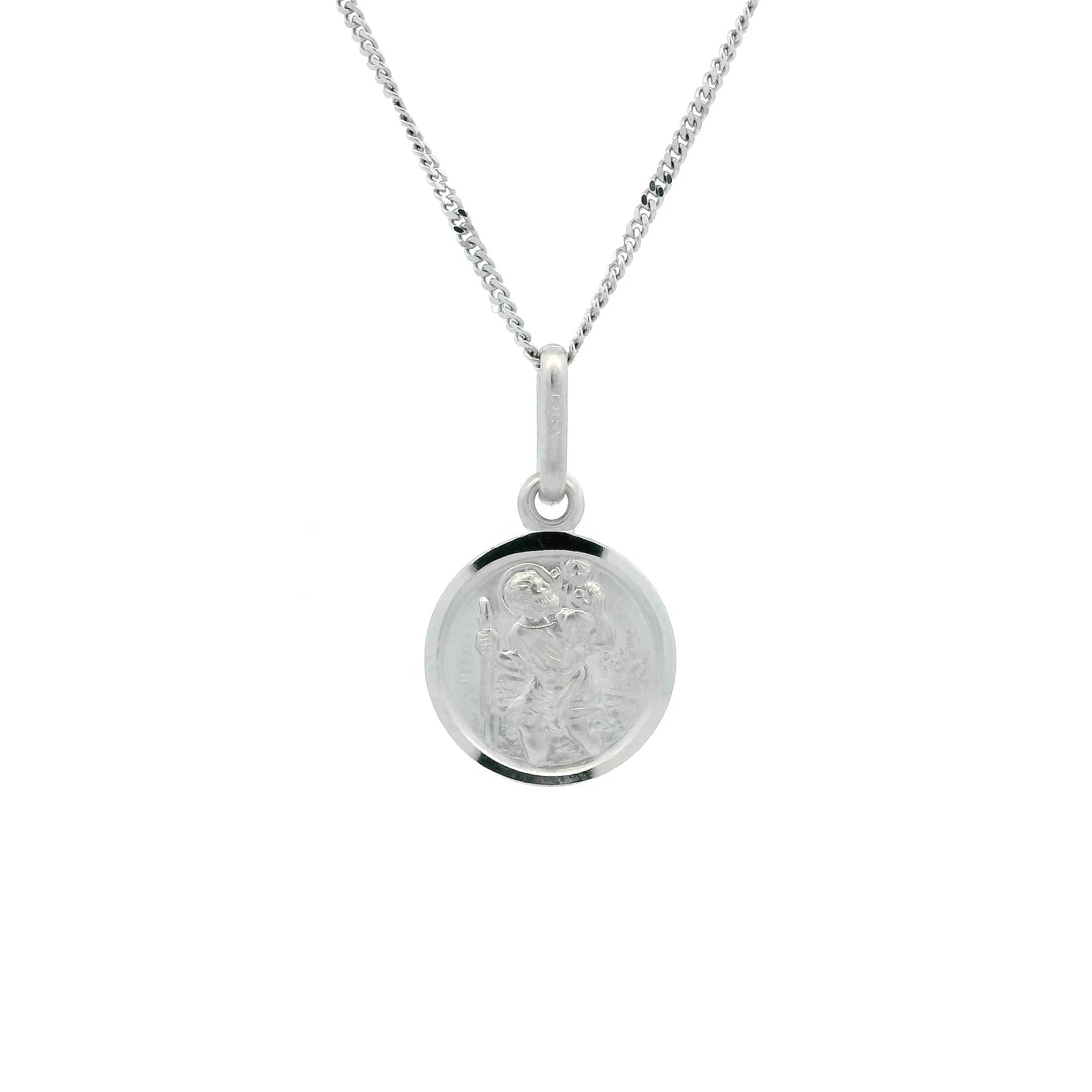 18ct Gold Bordered Round 11mm Saint Christopher Pendant