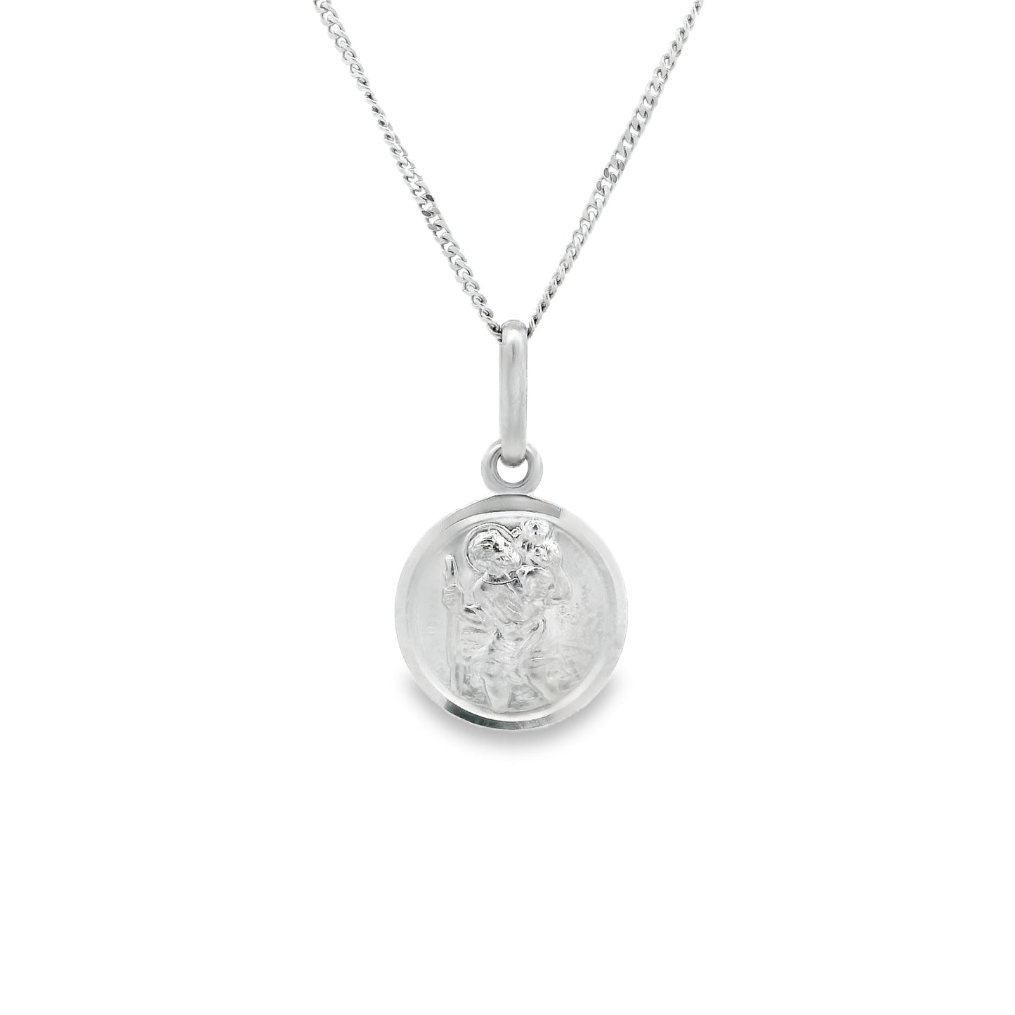 18ct Gold Bordered Round 11mm Saint Christopher Pendant