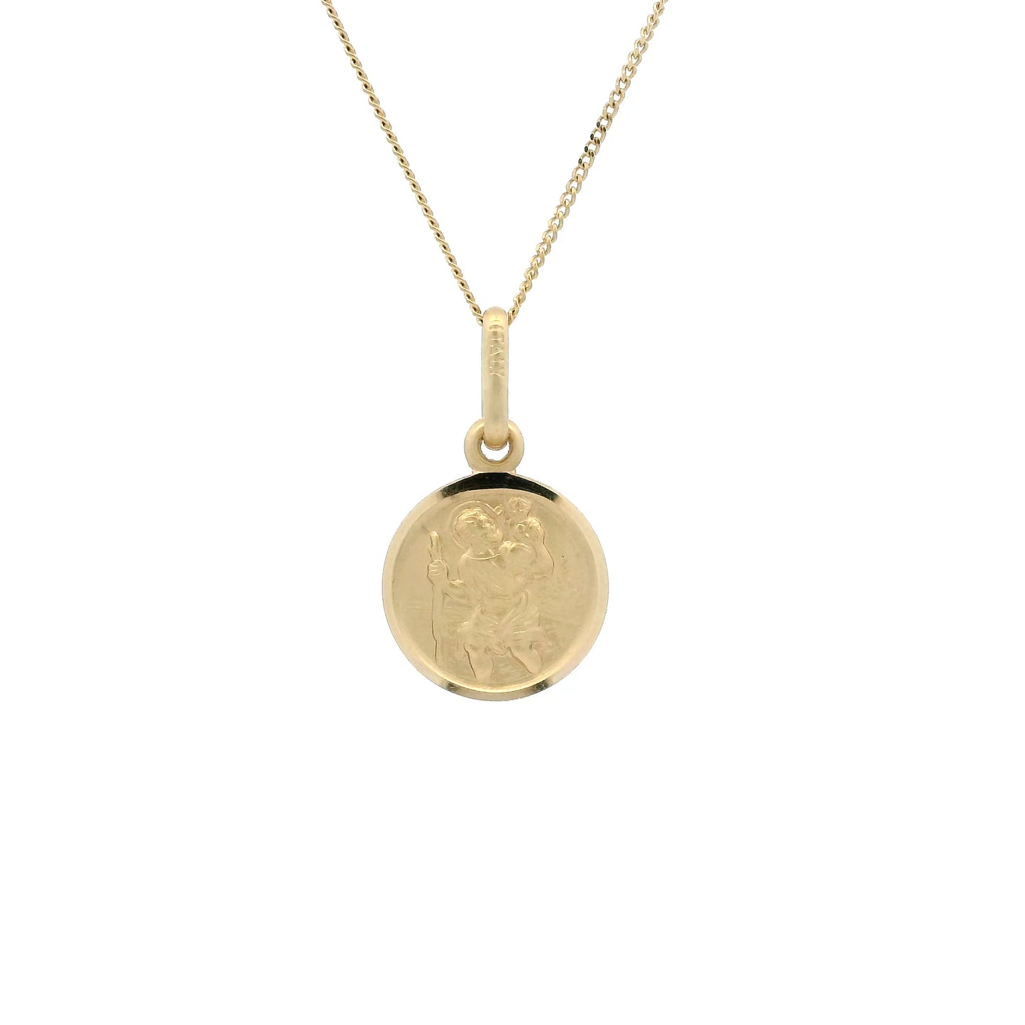 18ct Gold Bordered Round 11mm Saint Christopher Pendant