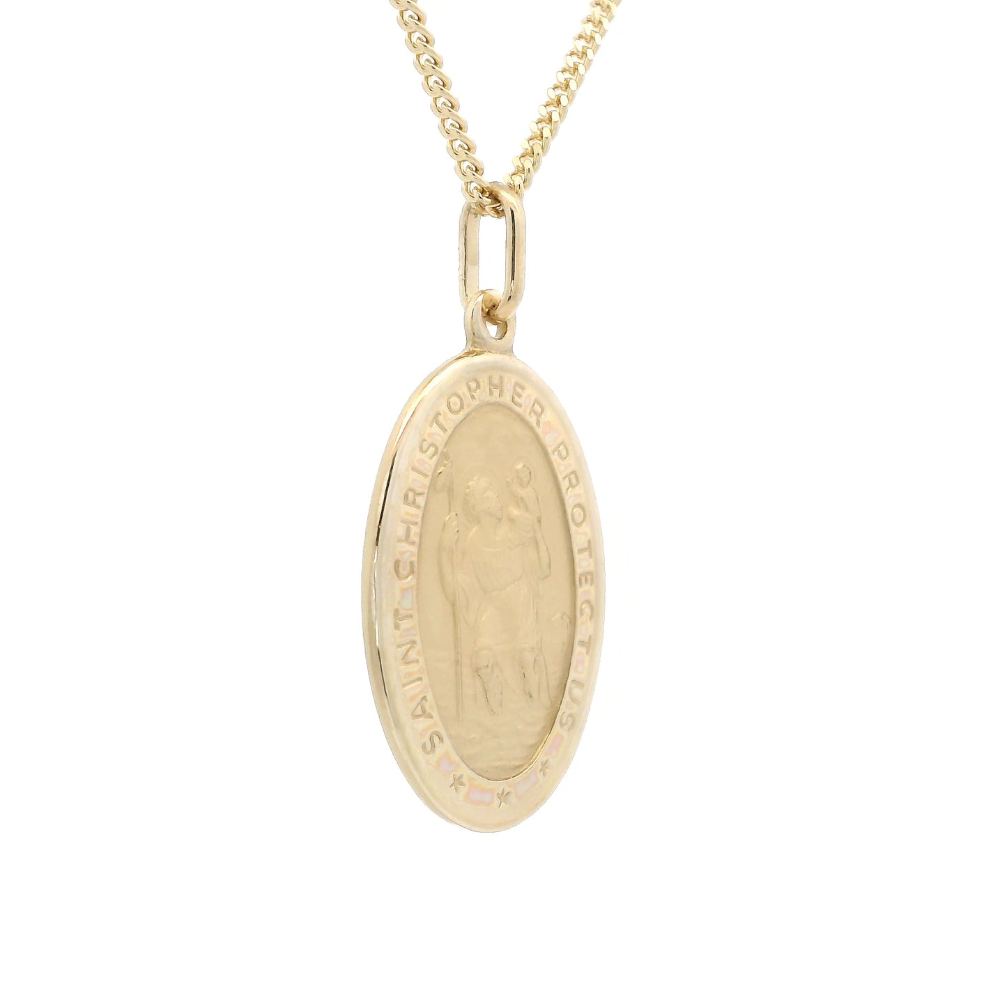 Yellow Gold Oval Saint Christopher Pendant