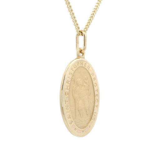 Yellow Gold Oval Saint Christopher Pendant