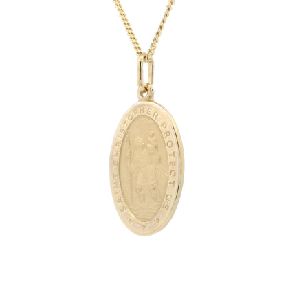 Yellow Gold Oval Saint Christopher Pendant