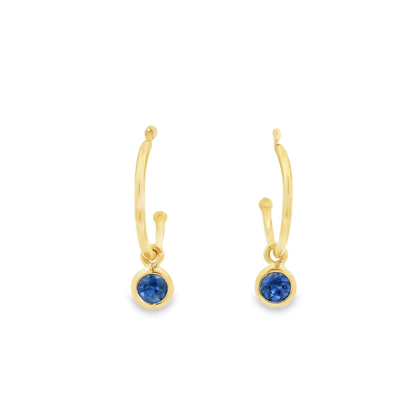 Sapphire Drop Hoop Earrings