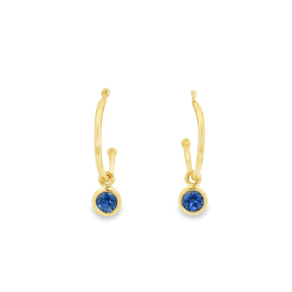 Sapphire Drop Hoop Earrings