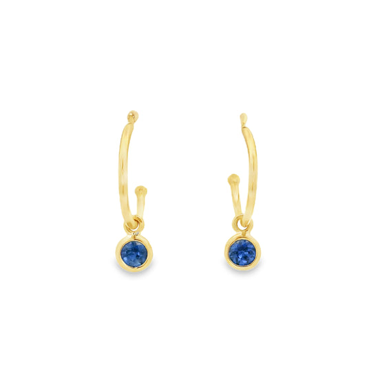 Sapphire Drop Hoop Earrings
