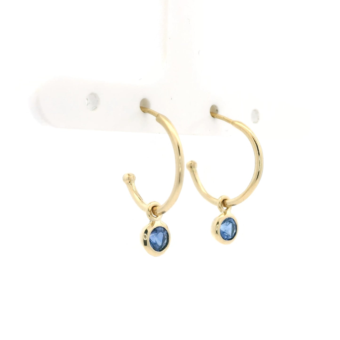 Sapphire Drop Hoop Earrings