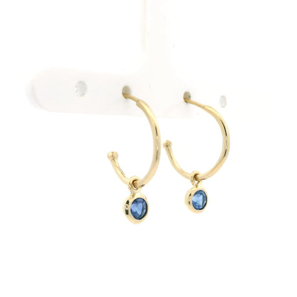 Sapphire Drop Hoop Earrings