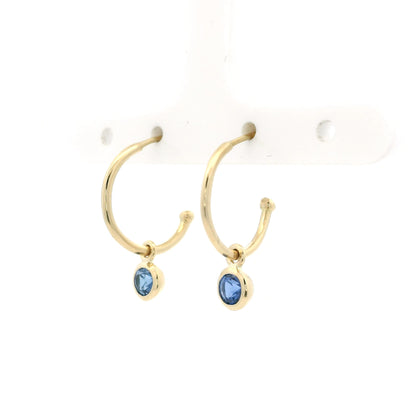 Sapphire Drop Hoop Earrings
