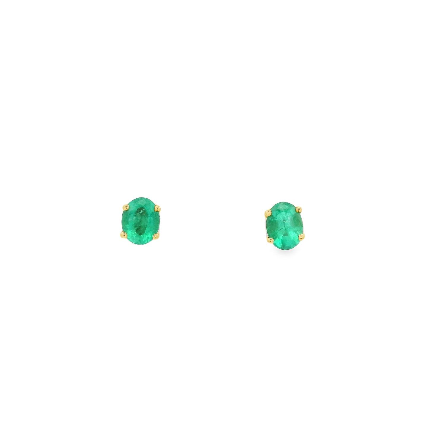 0.64ct Oval Emerald Solitaire Earrings