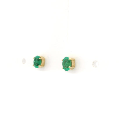 0.64ct Oval Emerald Solitaire Earrings