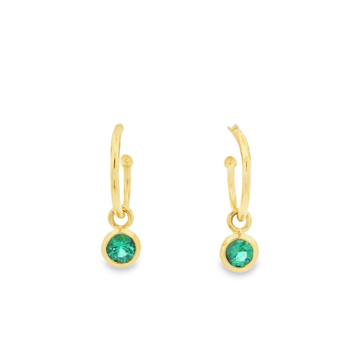 0.48ct Round Emerald Drop On Hoop Earrings