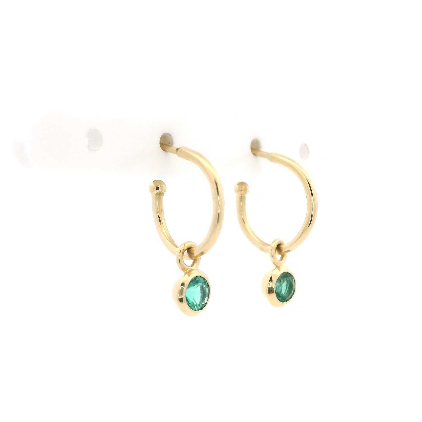 0.48ct Round Emerald Drop On Hoop Earrings