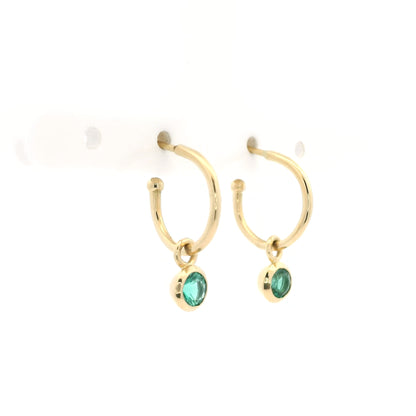 0.48ct Round Emerald Drop On Hoop Earrings