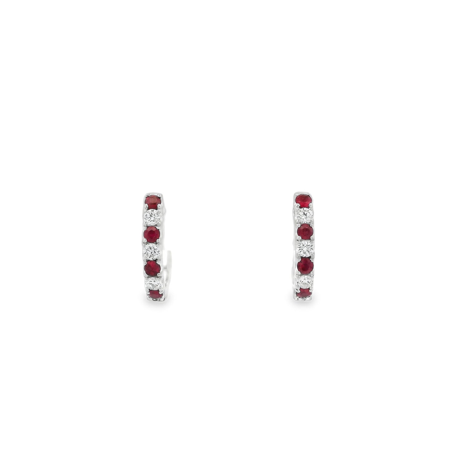 0.21ct Round Ruby And Diamond Hoop Earrings