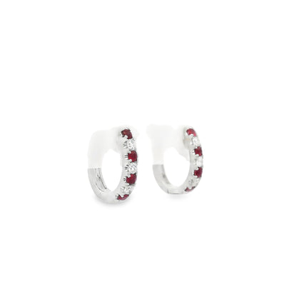 0.21ct Round Ruby And Diamond Hoop Earrings