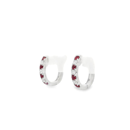 0.21ct Round Ruby And Diamond Hoop Earrings