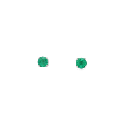 0.59ct Round Emerald Solitaire Stud Earrings