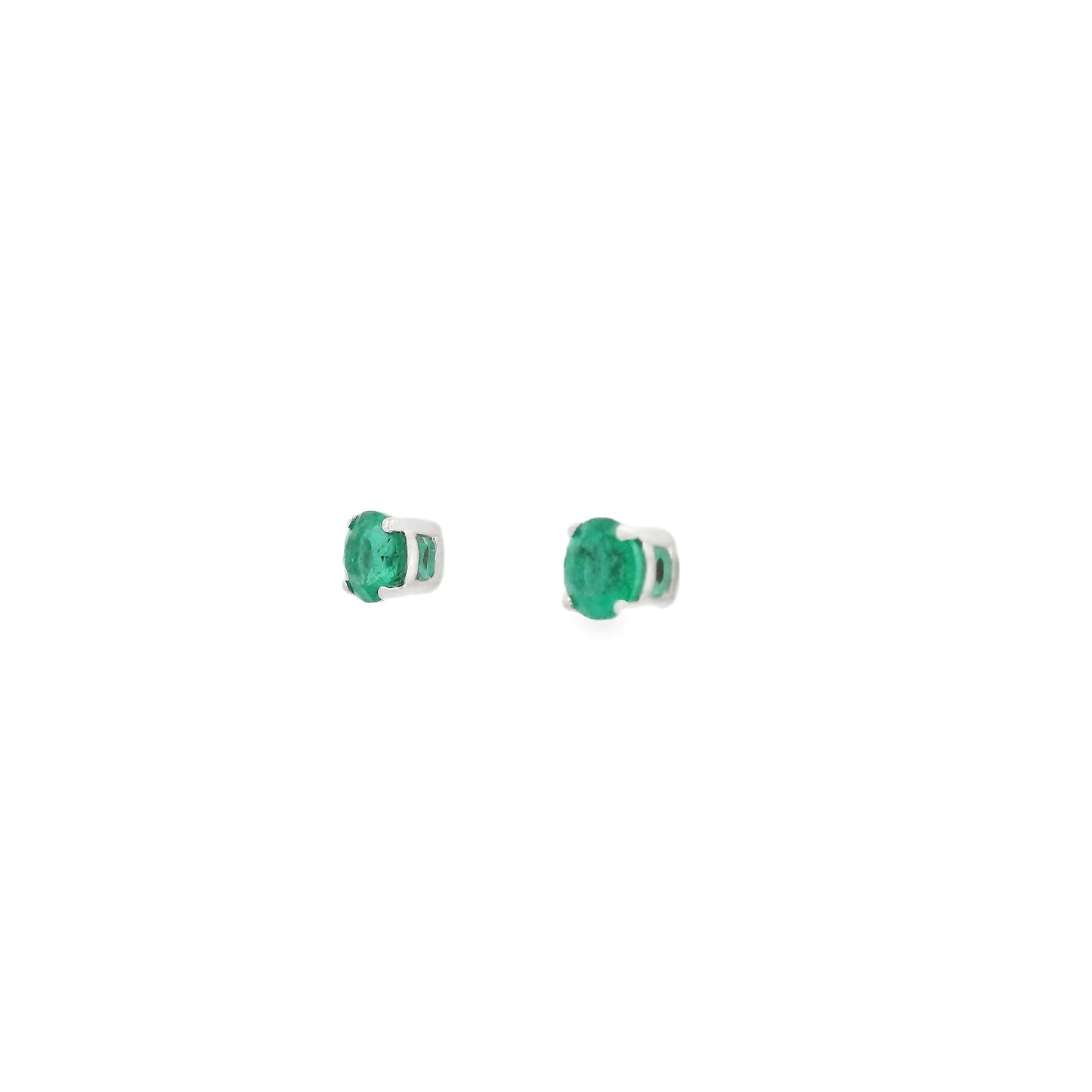 0.59ct Round Emerald Solitaire Stud Earrings