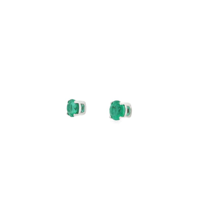 0.59ct Round Emerald Solitaire Stud Earrings