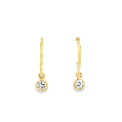 0.48ct Round Diamond Drop Hoop Earrings